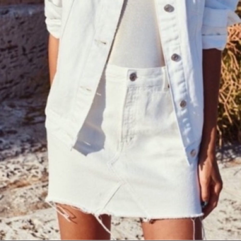 Topshop White Denim Mini Skirt
